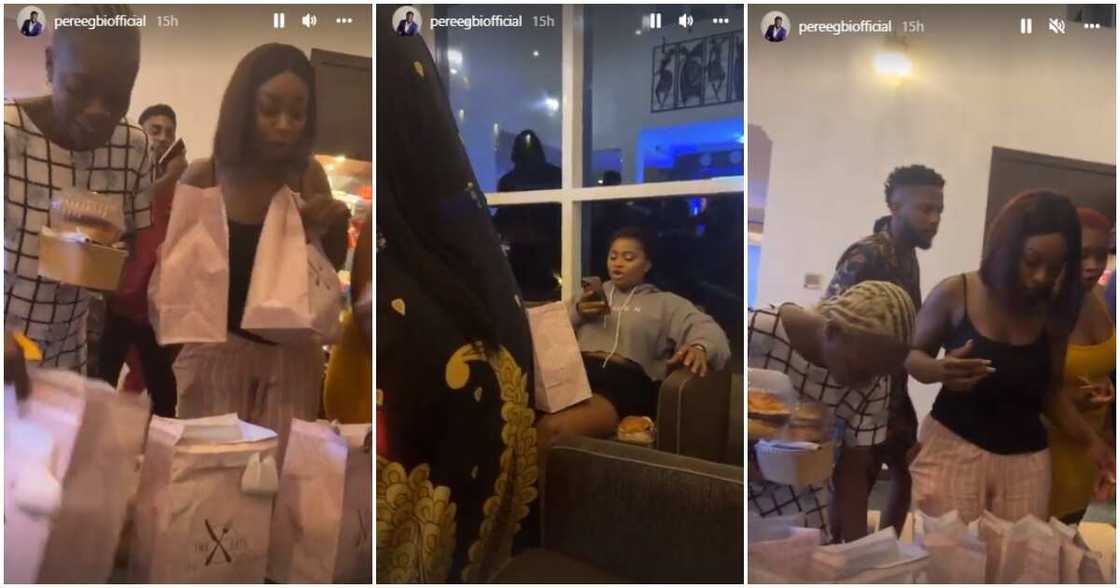 Arin and others rush to get their food Arin and others rush to get their food