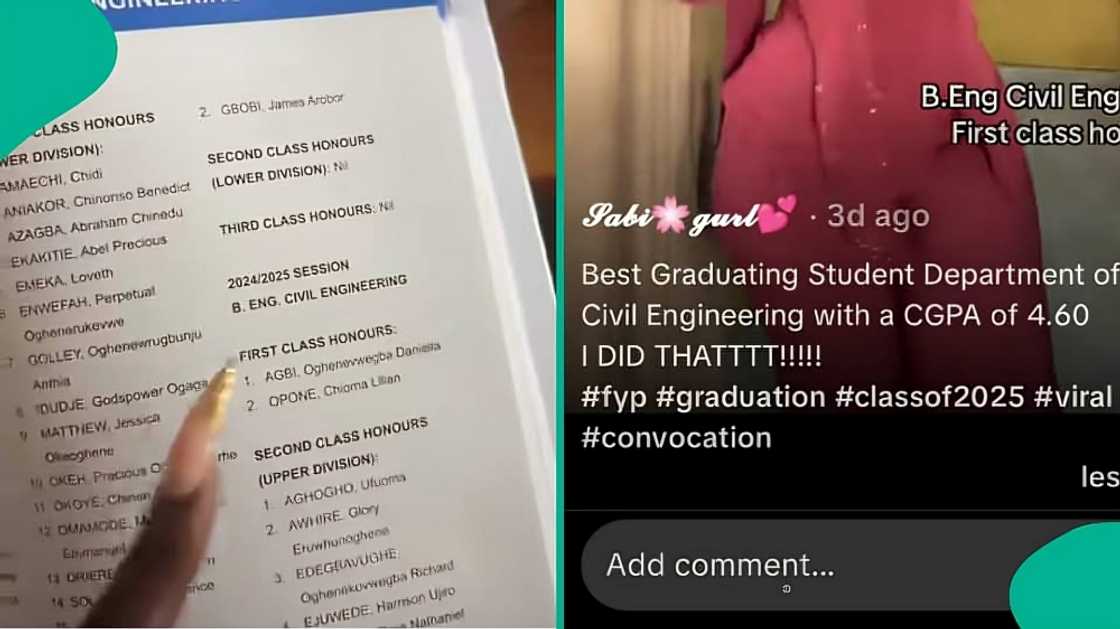 DELSU best graduating student goes viral after displaying her CGPA
