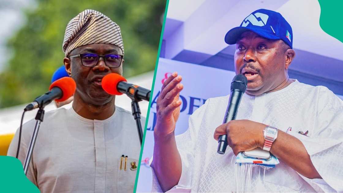 Governor Seyi Makinde has mocked the APC governorship candidate in the state for the 2027 general election for carrying a man on his lap. Governor Seyi Makinde has mocked the APC governorship candidate in the state for the 2027 general election for carrying a man on his lap.