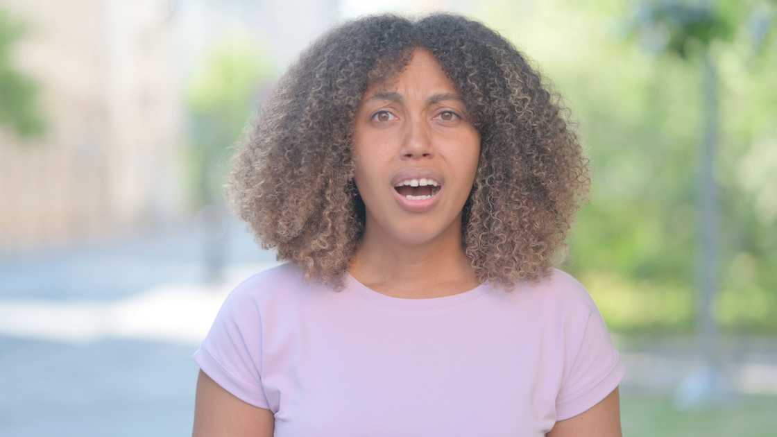 A shocked young woman