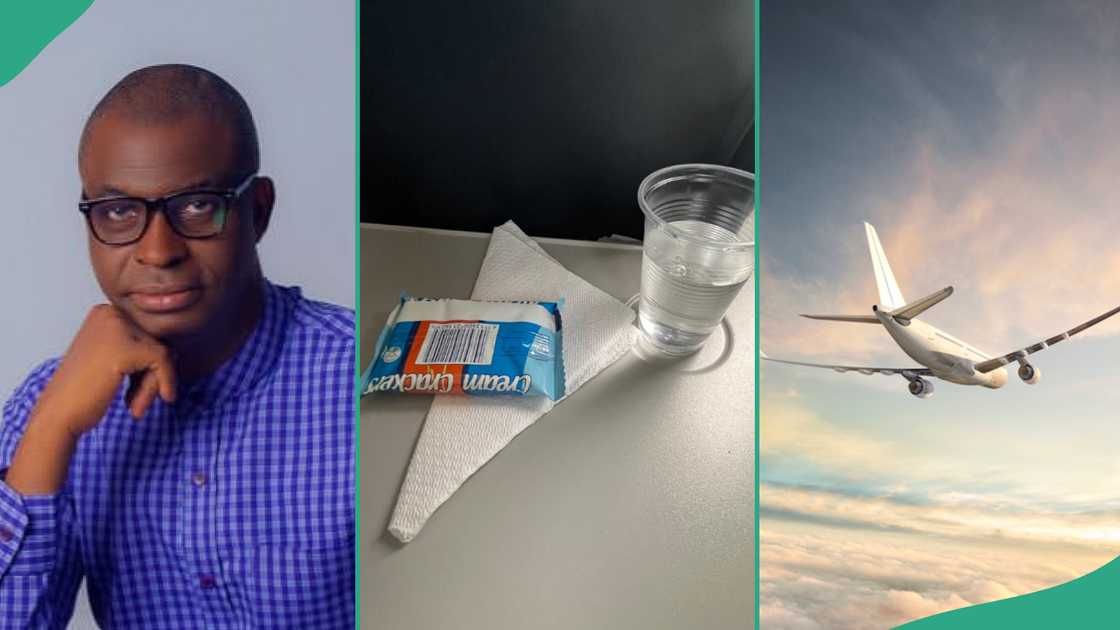 Man shares food an airline served him. Man shares food an airline served him.