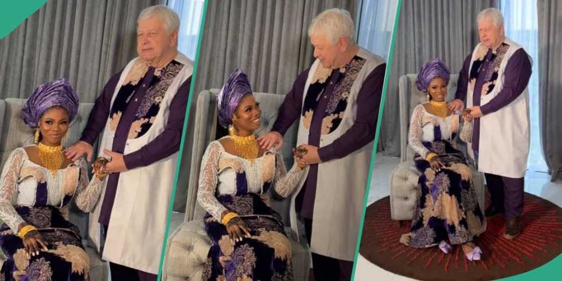 Lady weds older white man in video