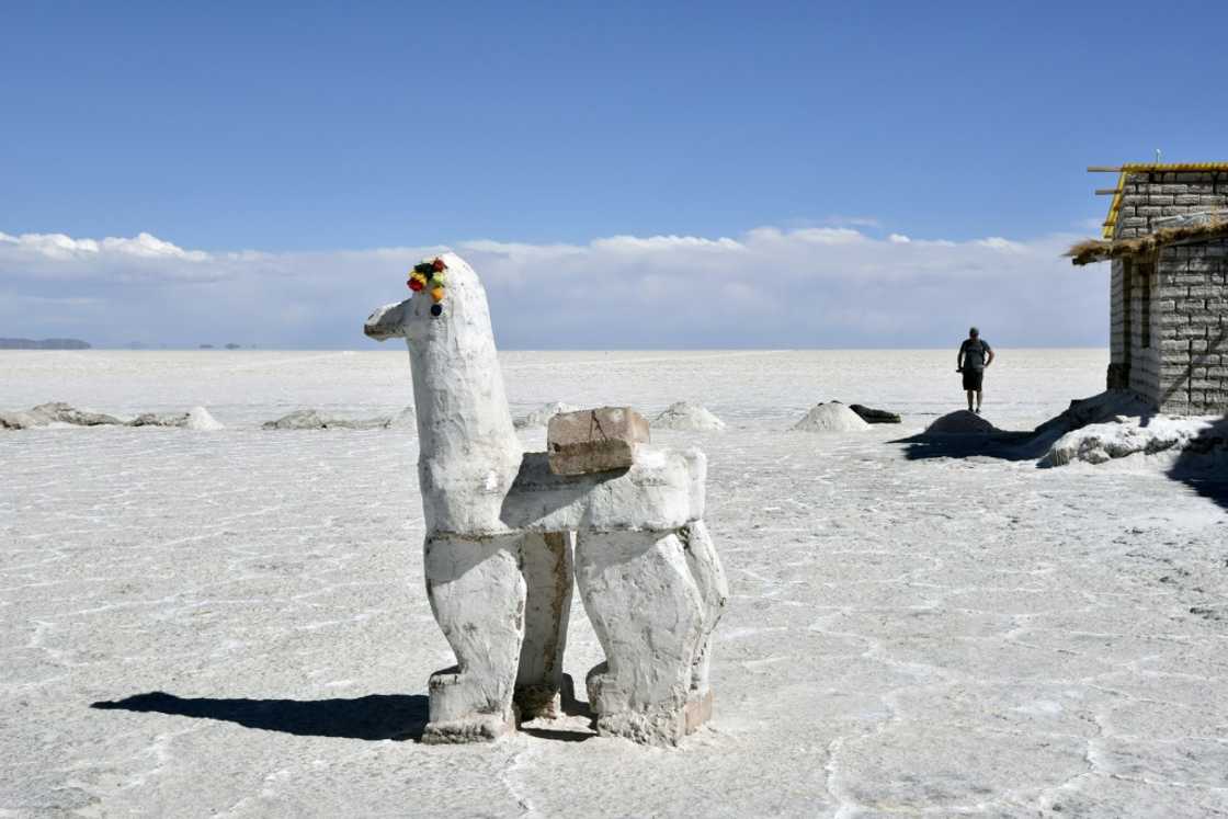 A sculpture is seen at the Uyuni salt flat in Bolivia, where dense earth makes it harder to mine the metal compared to operations in competitor Chile
;t, the world's largest salt flat, in Uyuni, southern Bolivia, on November 9, 2016. In the heart of the ‘lithium triangle,’ located between Chile, Argentina, and Bolivia, a strategic battle is being fought to exploit this key metal in the energy transition. The first two are already major players, while Bolivia is stumbling to enter the global race.