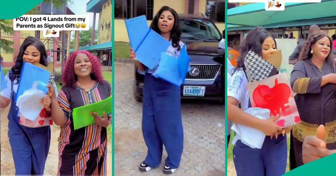 Nigerian lady gets gift from parent, turns out to be four plots of land Nigerian lady gets gift from parent, turns out to be four plots of land