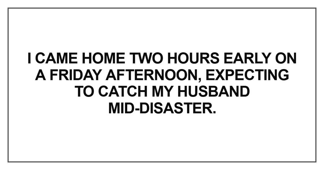 I came home two hours early on a Friday afternoon I came home two hours early on a Friday afternoon