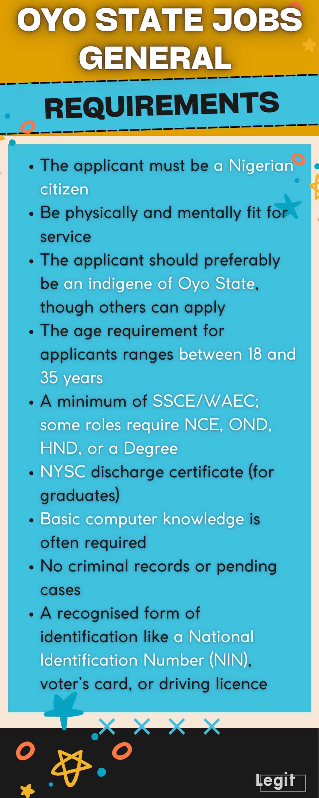 Oyo State jobs general requirements Oyo State jobs general requirements