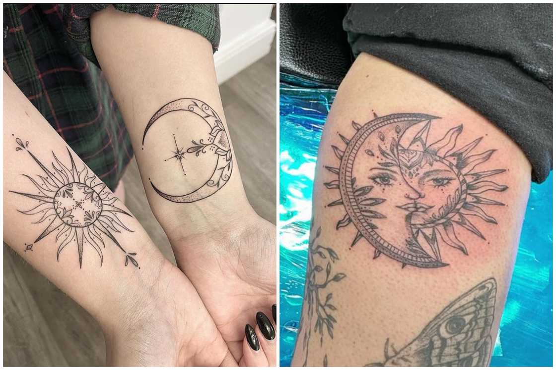 Sun and moon tattoo