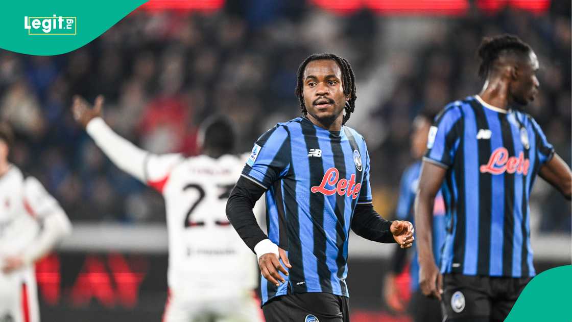 Ademola Lookman, Atalanta, AC Milan, New Balance Stadium, Bergamo, Italy, Serie A. Ademola Lookman, Atalanta, AC Milan, New Balance Stadium, Bergamo, Italy, Serie A.