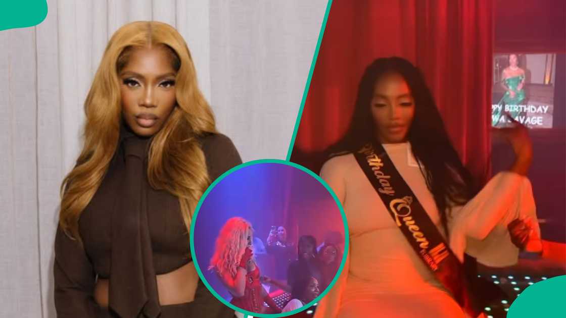 Tiwa Savage's reaction to exotic dancer at club on her 45th birthday. Tiwa Savage's reaction to exotic dancer at club on her 45th birthday.