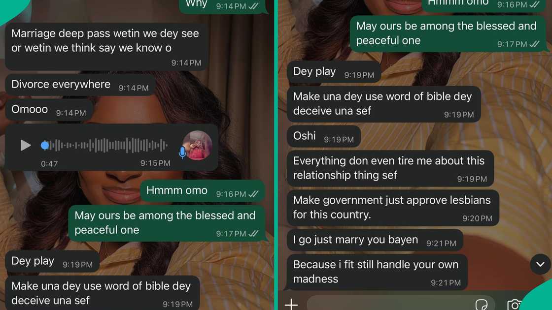 A lady gets an unexpected message from her friend having relationship issues. A lady gets an unexpected message from her friend having relationship issues.