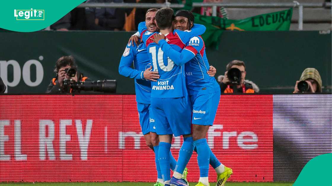 Antoine Griezmann, Alex Baena, Ademola Lookman, Atletico Madrid, Copa del Rey. Antoine Griezmann, Alex Baena, Ademola Lookman, Atletico Madrid, Copa del Rey.