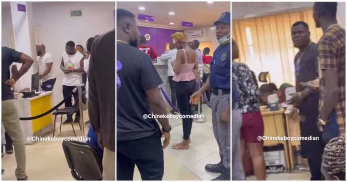 Chinekeboy comedian, man storms bank, Nigerian man storms bank, man tells bank to close his account, drama in bank