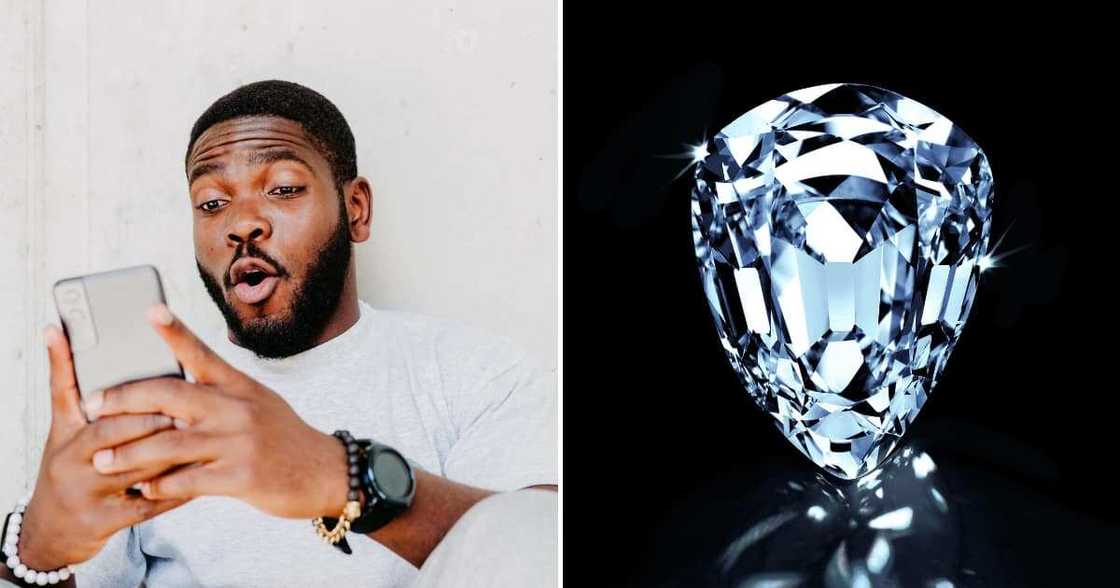Photos of a stock model and the White Diamond.