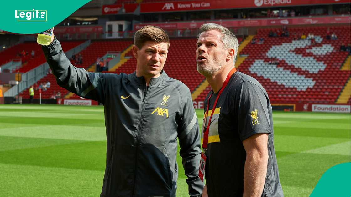 Steven Gerrard, Jamie Carragher, Liverpool, Anfield, England.