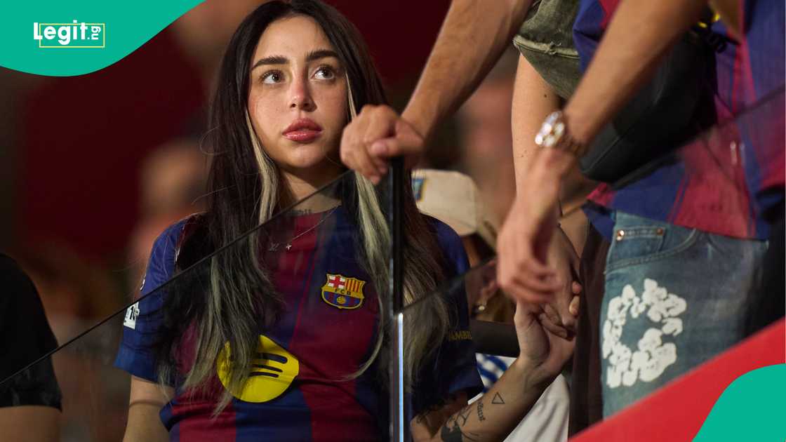 Lamine Yamal, Barcelona, Nicki Nicole, Estadii Olimpic Lluis Companys, Spain. Lamine Yamal, Barcelona, Nicki Nicole, Estadii Olimpic Lluis Companys, Spain.