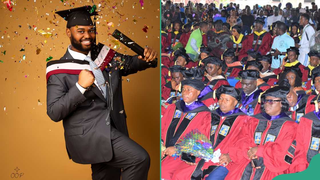 A Babcock University graduate (L). Babcock University graduates (R) A Babcock University graduate (L). Babcock University graduates (R)