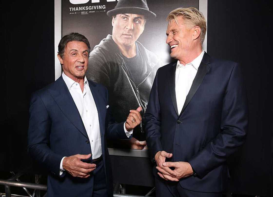Sylvester Stallone (L) and Dolph Lundgren at the premiere of Warner Bros. Pictures' Creed Sylvester Stallone (L) and Dolph Lundgren at the premiere of Warner Bros. Pictures' Creed