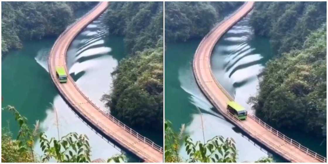 Unbelievable: Bus Speeds on Bridge That Floats on Water, Viral Video Stuns Many on the Internet Unbelievable: Bus Speeds on Bridge That Floats on Water, Viral Video Stuns Many on the Internet