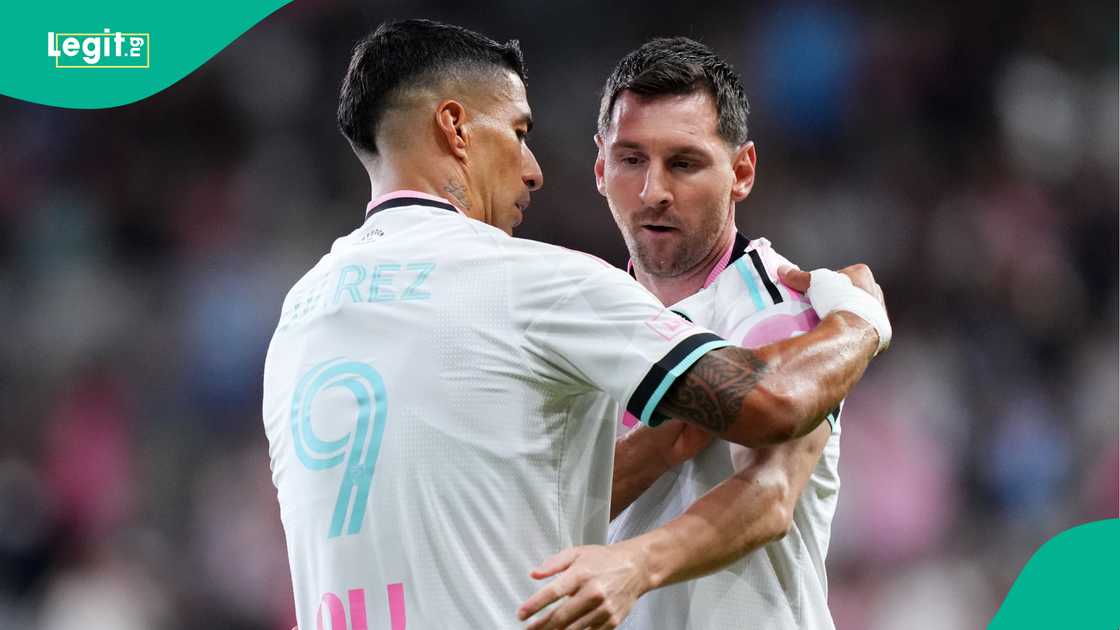 Luis Suarez, Lionel Messi, Inter Miami, Argentina, USA. Luis Suarez, Lionel Messi, Inter Miami, Argentina, USA.