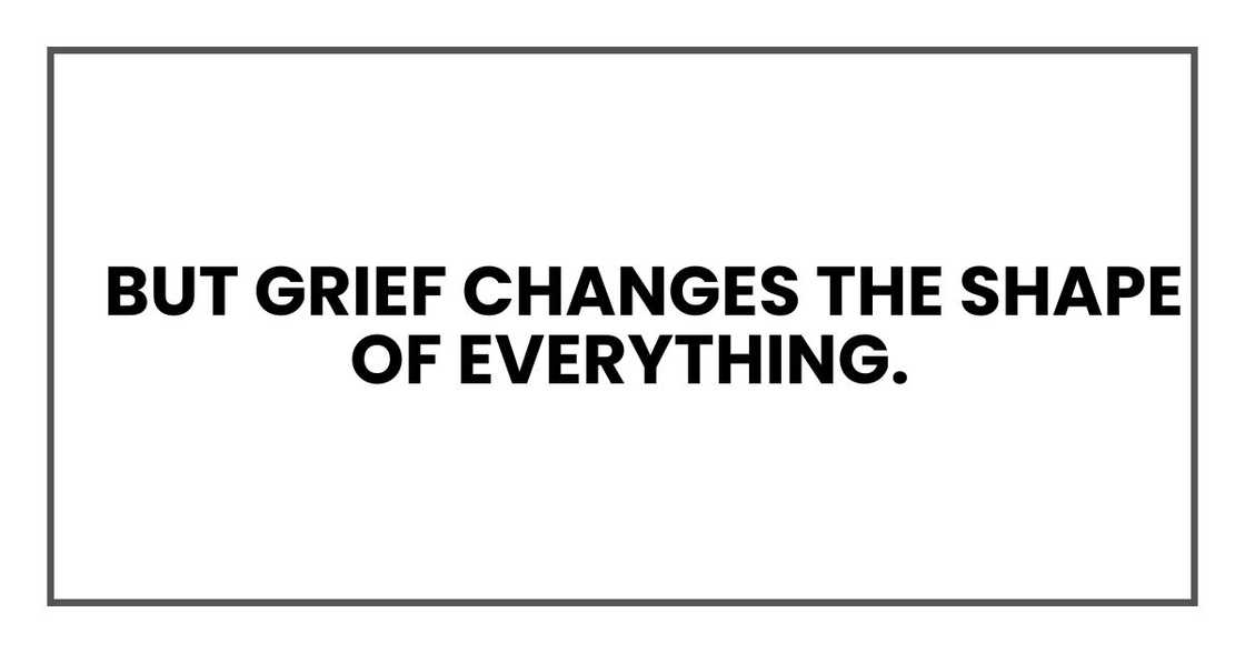 But grief changes the shape of everything.