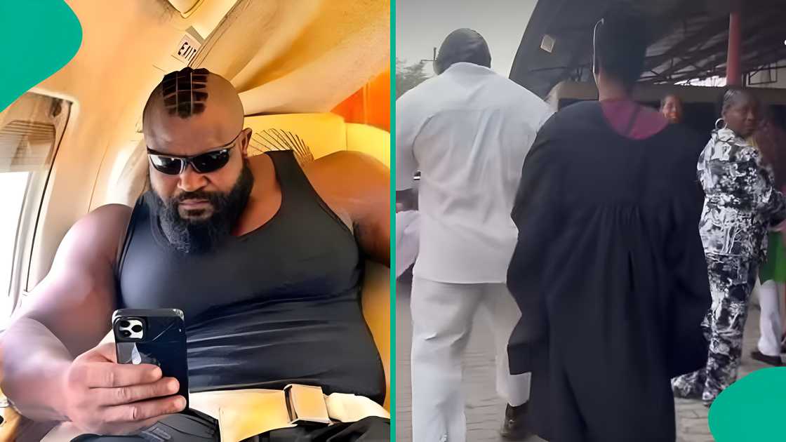 Kizz Daniel's bouncer seen at his daughter's matriculation. Kizz Daniel's bouncer seen at his daughter's matriculation.