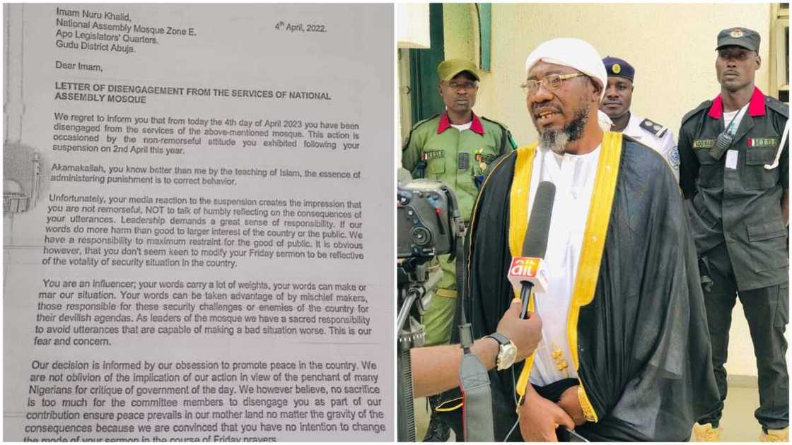 Sack Letter, Sheikh Nuru Khalid, Chief Imam, Abuja Mosque Sack Letter, Sheikh Nuru Khalid, Chief Imam, Abuja Mosque