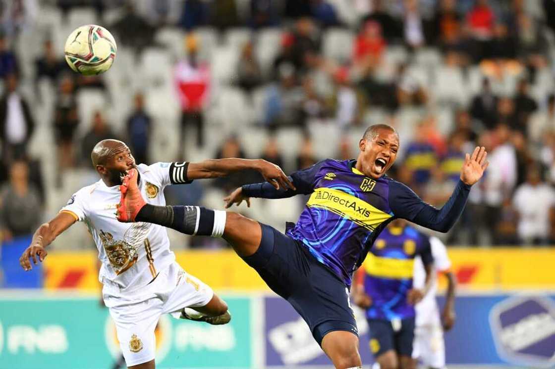 Royal AM captain Samuel Manganyi (L) in action against Cape Town City. Royal AM captain Samuel Manganyi (L) in action against Cape Town City.