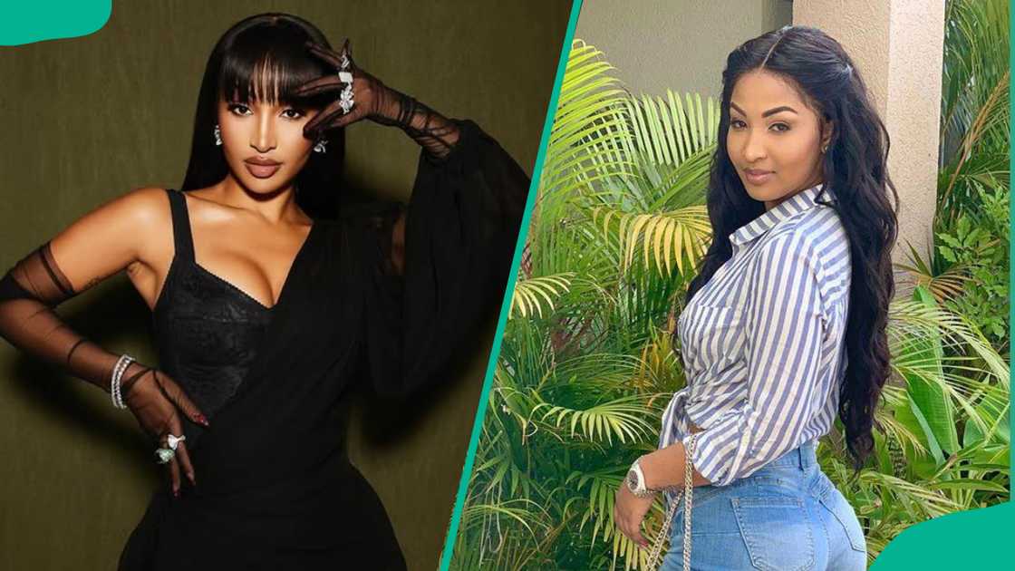Shenseea wearing black hair Shenseea wearing black hair