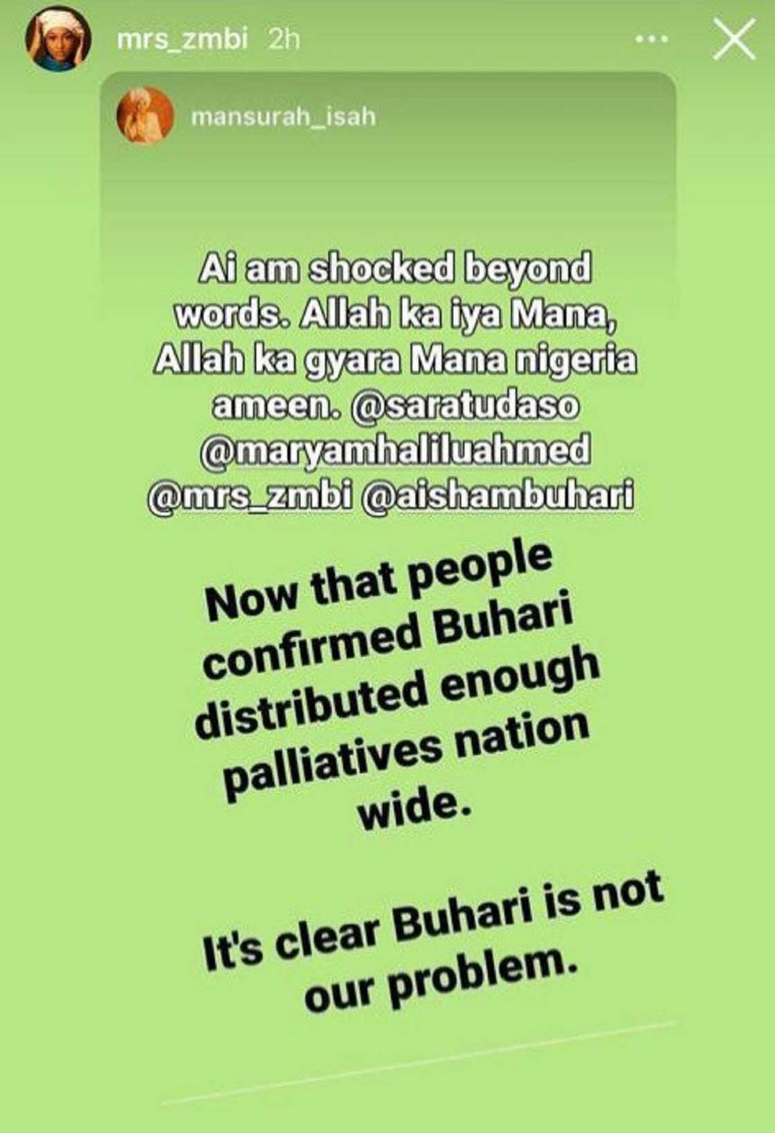Tallafin Covid-19: An dai gane mahaifina ba shine matsalar Najeriya ba - Zahra Buhari Tallafin Covid-19: An dai gane mahaifina ba shine matsalar Najeriya ba - Zahra Buhari