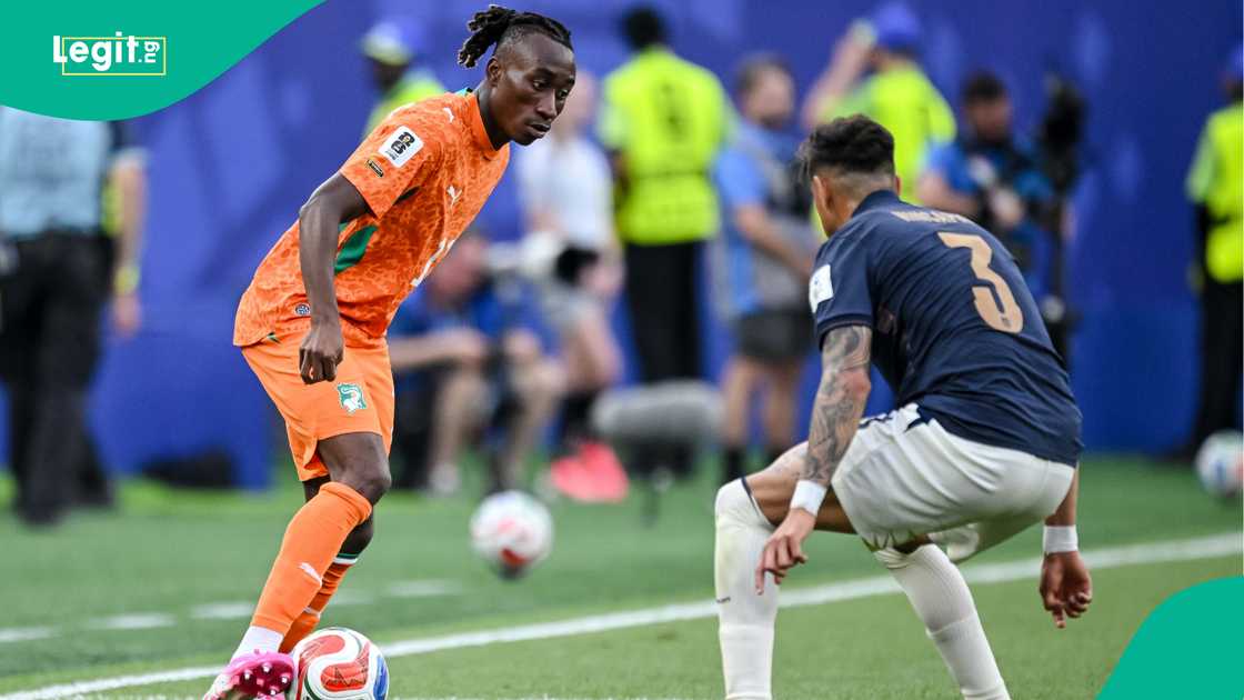 Yan Diomande dribbling Piero Hincapie Ecuador during the 2026 FIFA World Cup. Photo by Harry Langer Yan Diomande dribbling Piero Hincapie Ecuador during the 2026 FIFA World Cup. Photo by Harry Langer