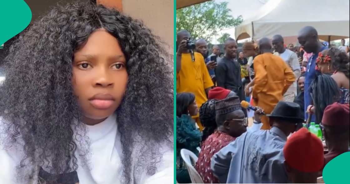 Nigerian lady arrives at her ex-boyfriend's wedding and makes money rain on him and wife Nigerian lady arrives at her ex-boyfriend's wedding and makes money rain on him and wife