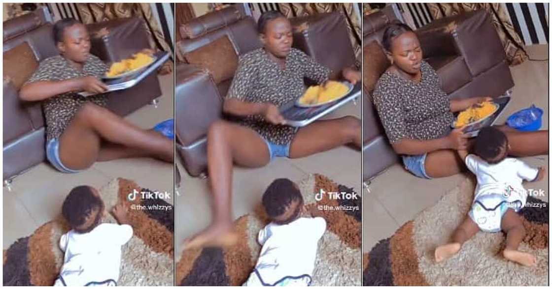 Funny videos, mum and kid drag food, viral video Funny videos, mum and kid drag food, viral video