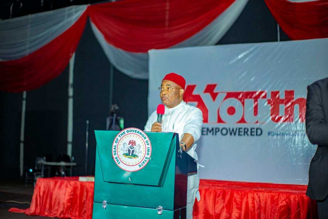 Imo governor giving a speach at NBC youth program Imo governor giving a speach at NBC youth program