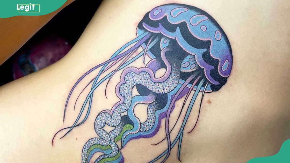 Blue jellyfish tattoo