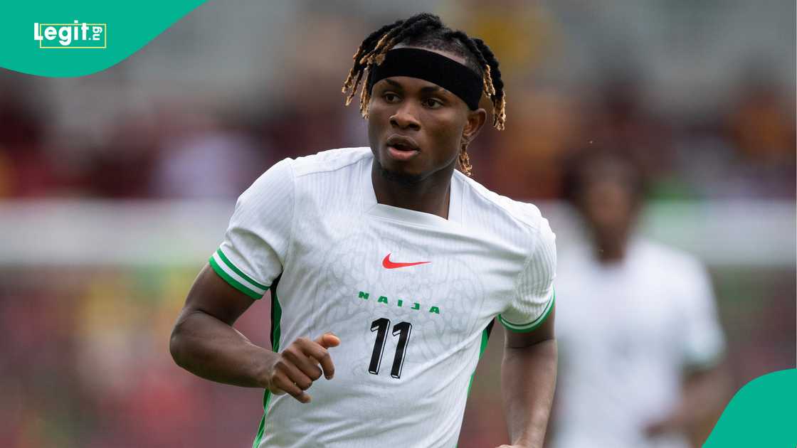 Samuel Chukwueze, Nigeria, Super Eagles, Jamaica z Gtech Community Stadium, Brentford, London, England, Unity Cup. Samuel Chukwueze, Nigeria, Super Eagles, Jamaica z Gtech Community Stadium, Brentford, London, England, Unity Cup.
