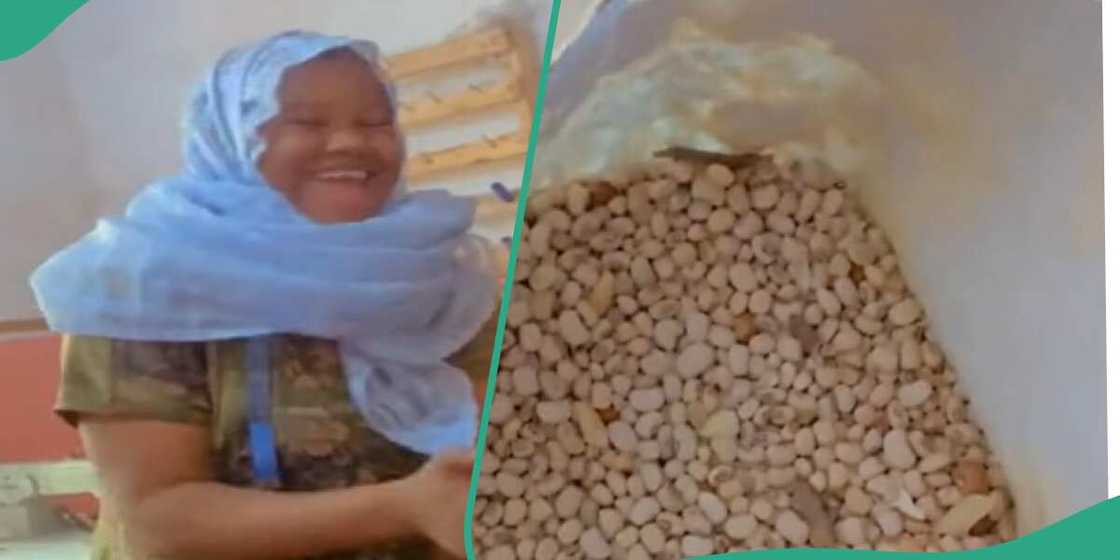 Photo of young lady and beans Photo of young lady and beans