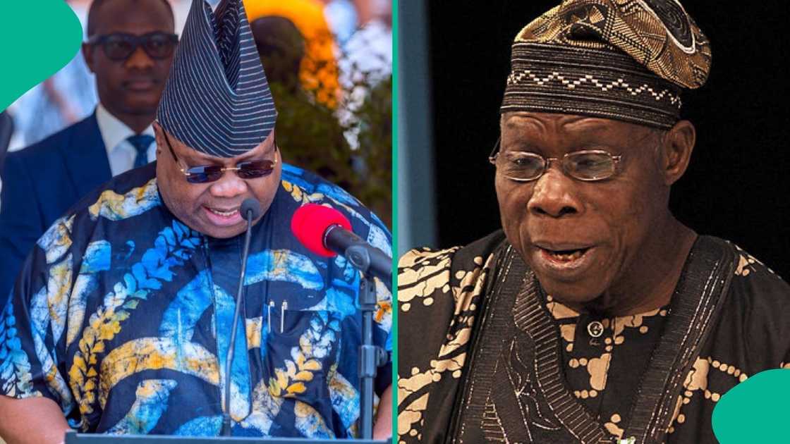 Former President Olusegun Obasanjo congratulated Osun State Governor Ademola Adeleke on Sunday following Saturday's governorship election. Former President Olusegun Obasanjo congratulated Osun State Governor Ademola Adeleke on Sunday following Saturday's governorship election.