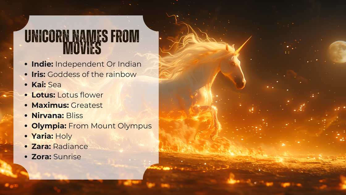 Popular unicorn names from movies