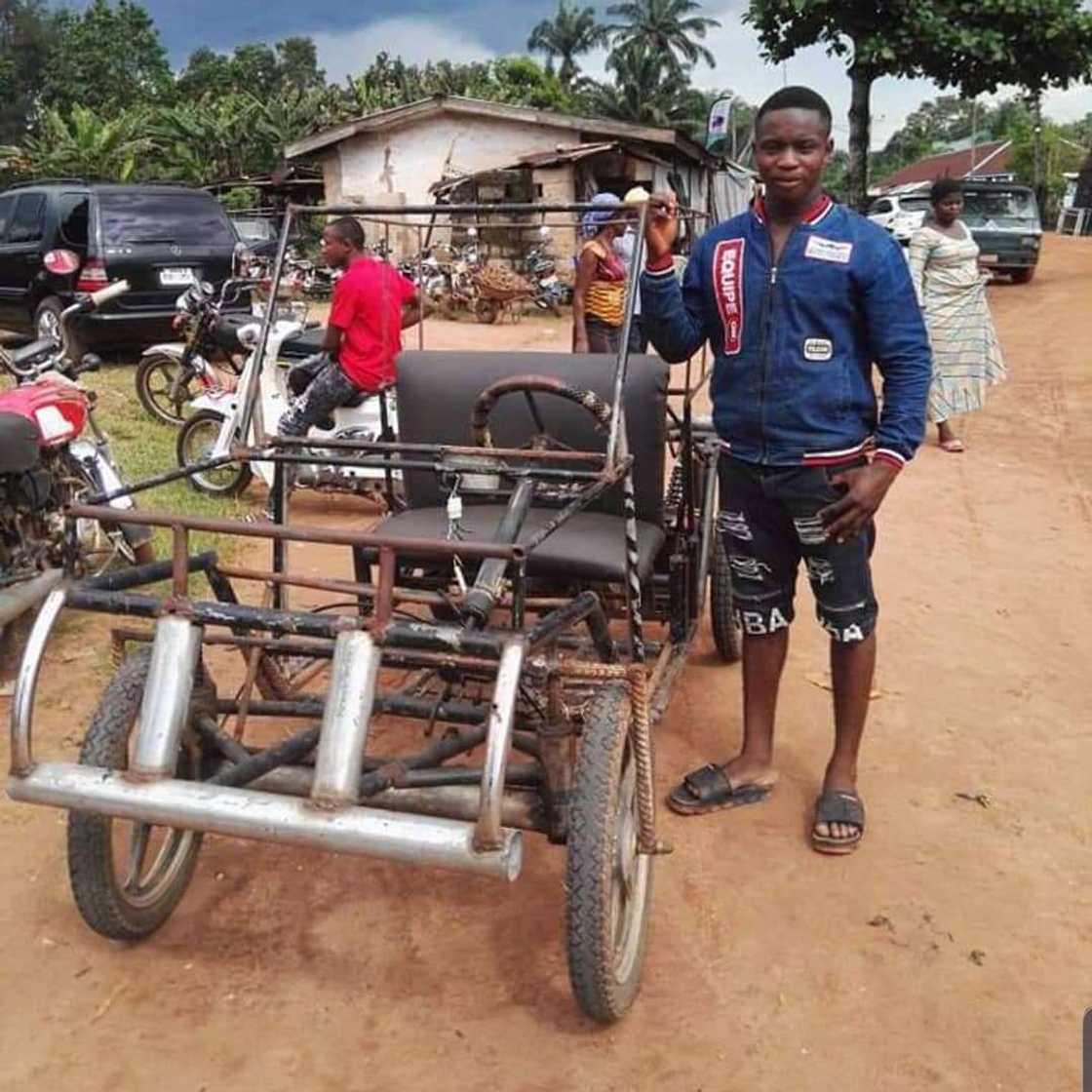 Hotuna: Matashin saurayi mai basira ya kera sabuwar mota a Najeriya Hotuna: Matashin saurayi mai basira ya kera sabuwar mota a Najeriya
