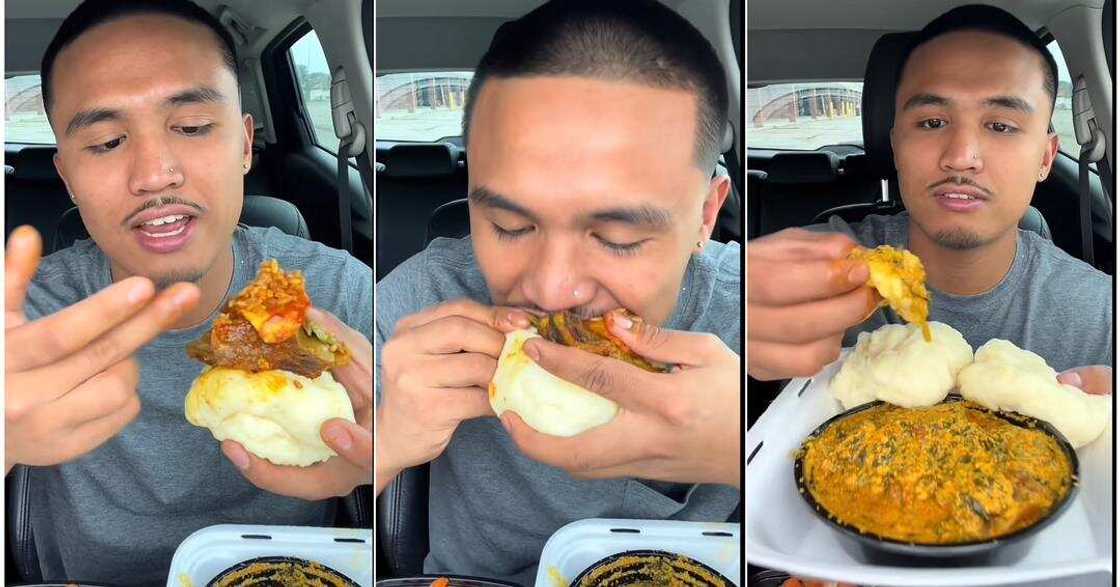 American man tastes Nigerian food for the first time