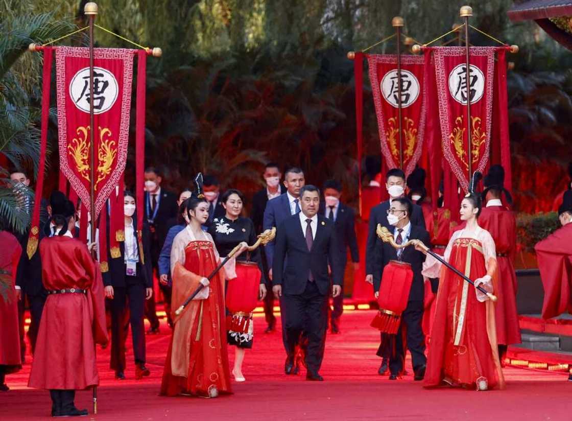 The leaders of five Central Asian states arrive for the welcoming ceremony of a summit being hosted by Chinese President Xi Jinping The leaders of five Central Asian states arrive for the welcoming ceremony of a summit being hosted by Chinese President Xi Jinping