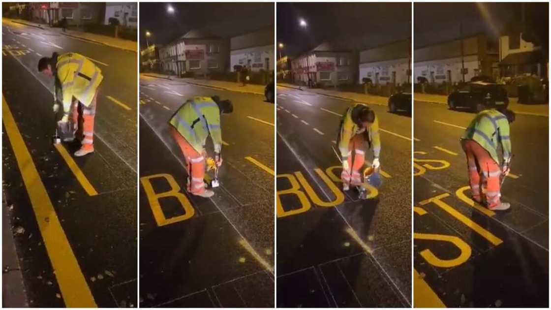 Viral video shows amazing footwork of a painter who made great artowk on the road Viral video shows amazing footwork of a painter who made great artowk on the road