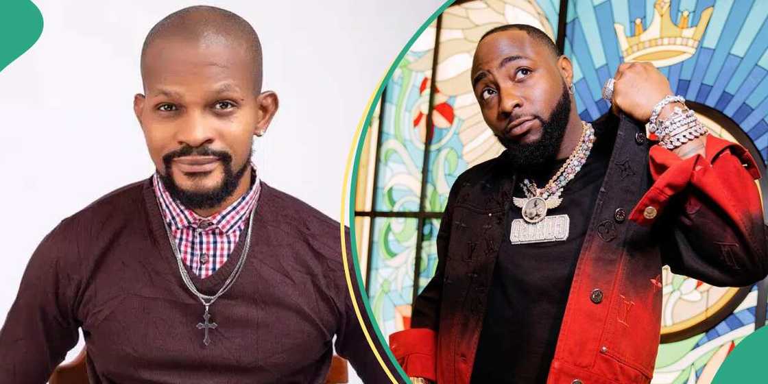Uche Maduagwu raises questions about Davido's donation. Uche Maduagwu raises questions about Davido's donation.