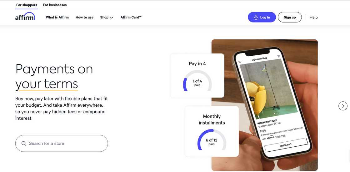 Affirm homepage Affirm homepage