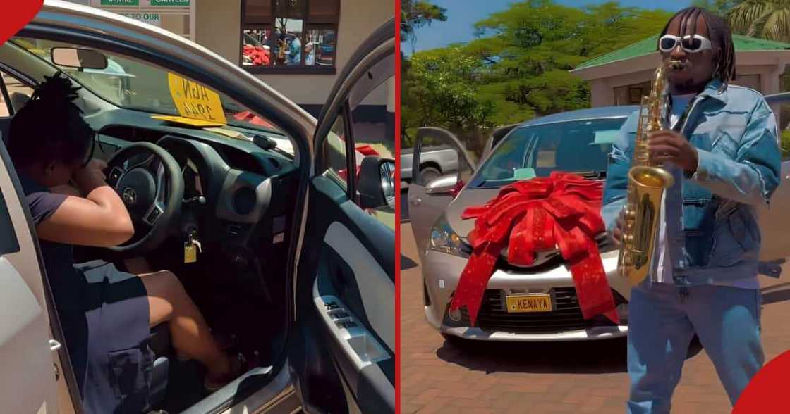 Denilson Musekiwa (r) gifted his wife a new car as push gift present. Denilson Musekiwa (r) gifted his wife a new car as push gift present.