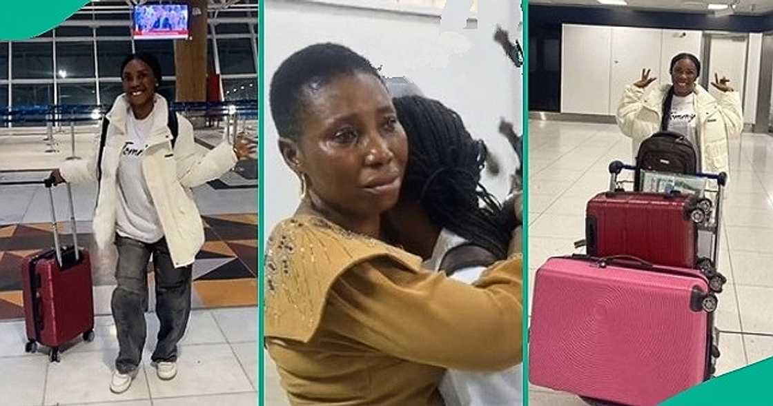 Nigerian mum tears up at airport while bidding farewell to daughter Nigerian mum tears up at airport while bidding farewell to daughter