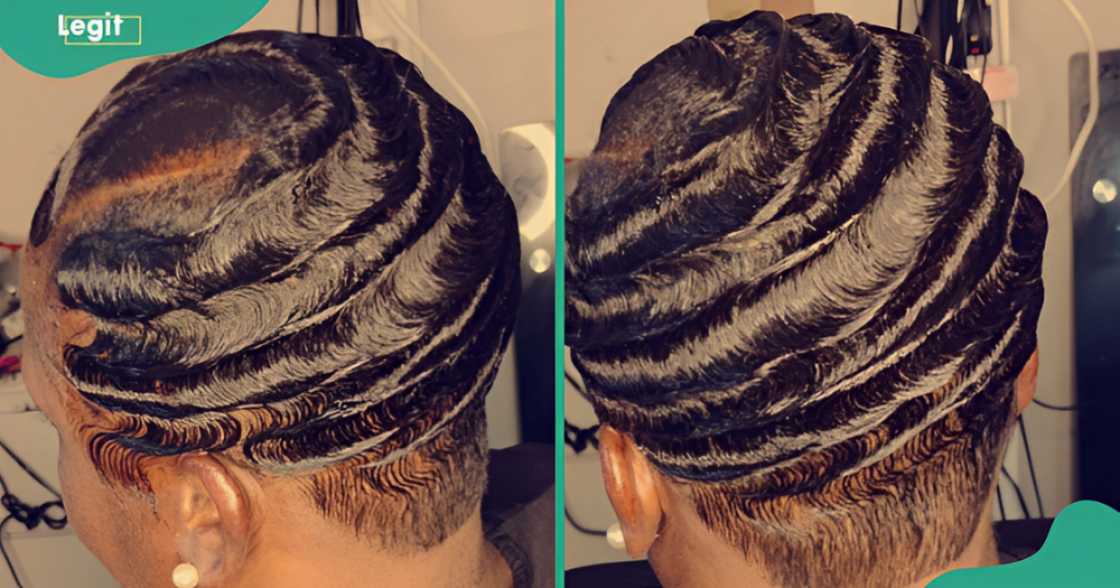 Back views of the finger waves hairstyle.