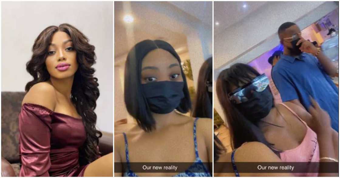 BBNaija star Christy O, others wearing disguise BBNaija star Christy O, others wearing disguise