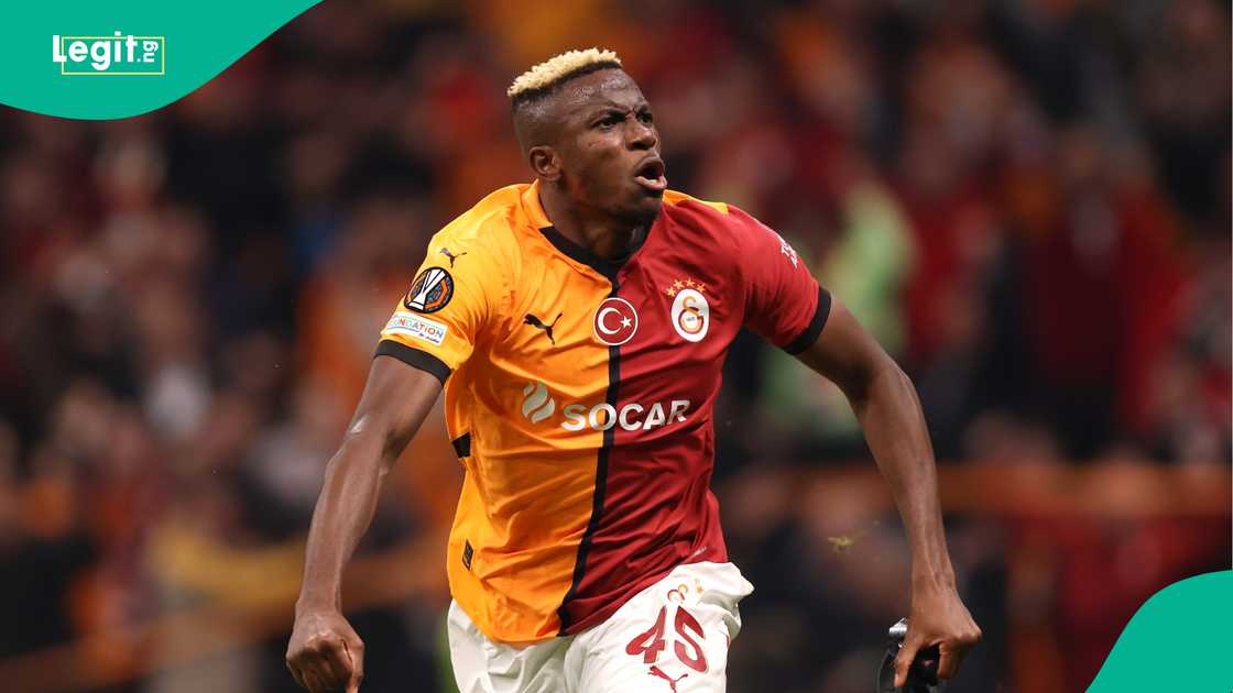 Victor Osimhen celebrates a goal for Galatasaray