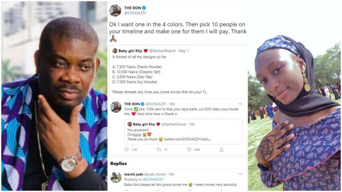 Don Jazzy Surprises Young Lady With N150k Purchase on Twitter, Supports Her Clothes Business